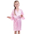 thumbnail image 6 of GYRATEDREAM Girls Silky Robe Kids Solid Color Kimono Sleeping Gown Bathrobe for Spa Birthday Parties Wedding Getting Ready for 7-9Y Pink, 6 of 9