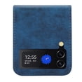 thumbnail image 5 of Allytechgroup Slim Phone Case for Samsung Galaxy Z Flip4, Premium PU Leather Anti-Scratch Bumper Shockproof Retro Drop Protection Case Cover for Galaxy Z Flip 4, Blue, 5 of 7