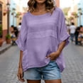 thumbnail image 2 of Lenpel Tunic Tops for Women Half Sleeve Crew Neck Patchwork Curved High Low Hem T-Shirts Loose Fit Blouses Trendy Casual Tees, 2 of 7