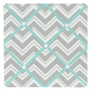 Zig Zag Turquoise and Gray Chevron Fabric Memo Board