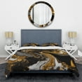 thumbnail image 3 of Designart "Marbled Dreamscape Gold and Black II" Modern Geometric Bedding Covert Set - Abstract Geometric Gold Abstract Bed Set With 2 Shams, 3 of 6