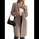 thumbnail image 2 of Cárdigan de Larga de Otoño para Mujer, Moderno Cárdigan de Punto Holgado con Bolsillos y Abertura Frontal para Invierno. Camello XL, 2 of 10