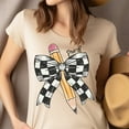 thumbnail image 4 of Pre-K Teacher Shirt with Pencil and Checkered Bow – Back to School Tee, Azalea, Size 2XL, 4 of 6