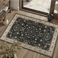 thumbnail image 5 of Machine-washable entrance carpet 3x5, anti-slip retro floral carpet for the front door of the kitchen and bathroom, soft low-pile small carpet-Black, 5 of 7