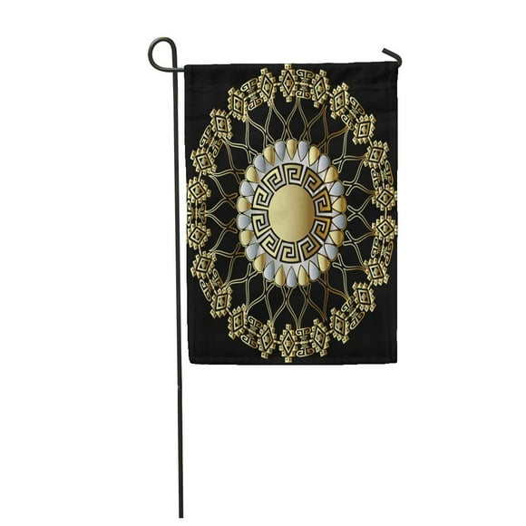 NUDECOR Greek Floral 3D Round Mandala Pattern Abstract Lace Ornamental Garden Flag Decorative Flag House Banner 12x18 inch
