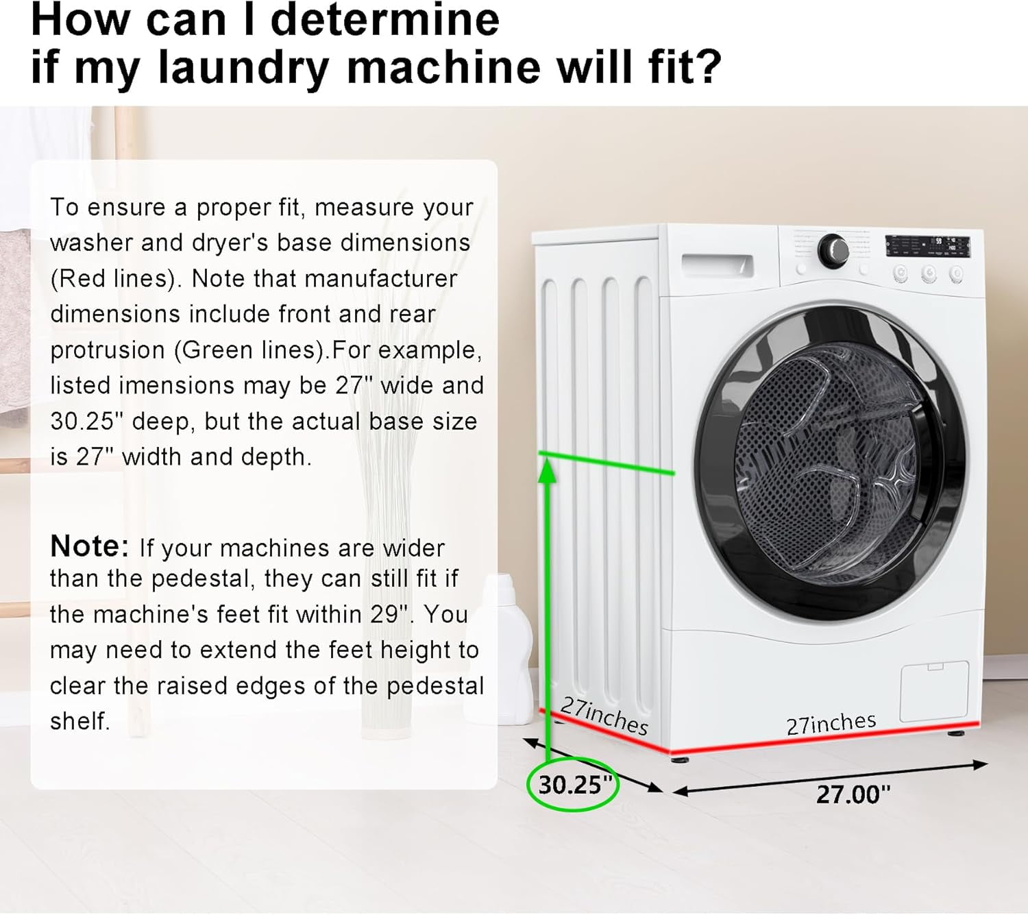GDLF Laundry Pedestal Heavy Duty Metal Washer Dryer Pedestal 29" Universal Fit Anti-Vibration Washing Machine Stand