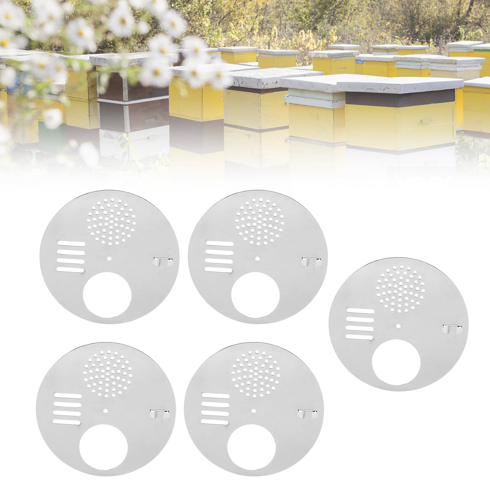 5pcs/set Plastic Beehive Door Beekeeping Box Entrance Disc Bee Nest Gate Kit 