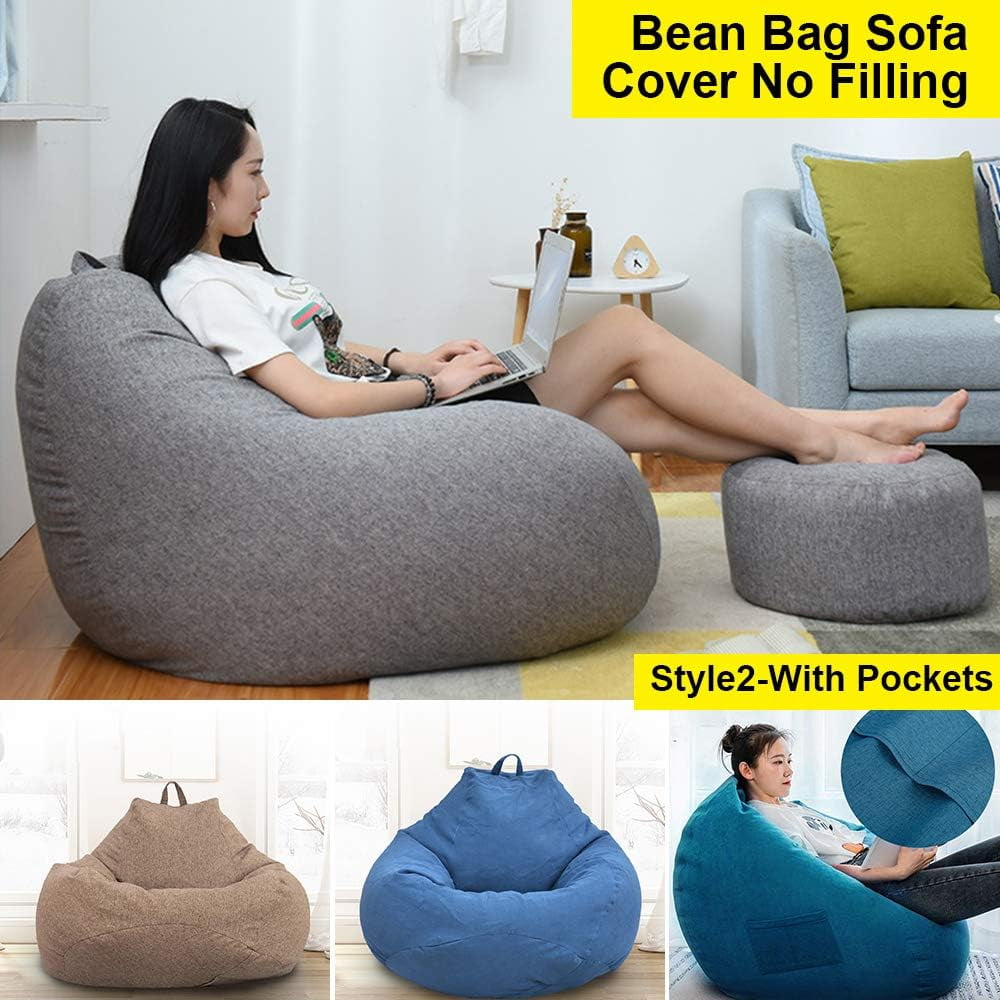 QUANZHOUTIANDI Classic Bean Bag Chair for Adults and Children Indoor and Outdoor Use with Soft Filling Options Dark Grey Set of 1