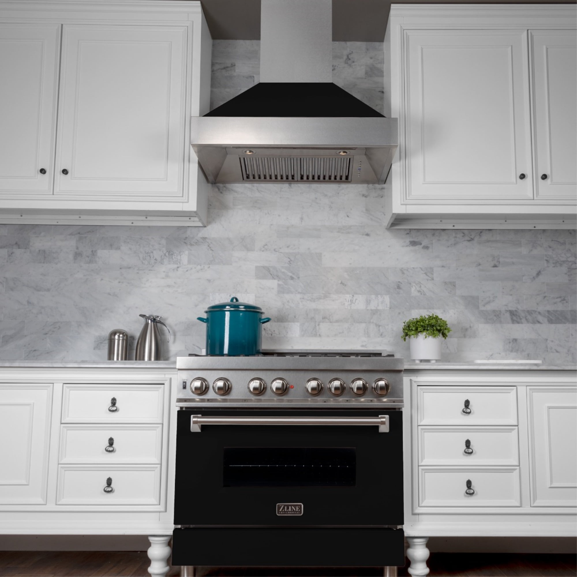 48 black stainless range hood