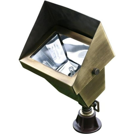 Dabmar Lighting LV117-ABS Solid Brass Area Flood Light with Hood- Antique Brass