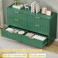 thumbnail image 6 of Fluted 6 Drawer Dresser for Bedroom, Wide Modern Chest of Drawers with Metal Handle, Curved Profile Design, Wood Closet Clothes Storage Organizer for Bedroom, Living Room, Hallway, 6 of 8