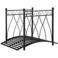thumbnail image 1 of 40.25"x30.75"x32" Garden Bridge, Black Steel, Curved Frame with Side Rails & Vintage Vine Patterns, 1 of 7
