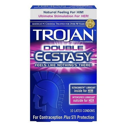 6 Pack - TROJAN Double Ecstasy Lubricated Latex Condoms, 10 ea