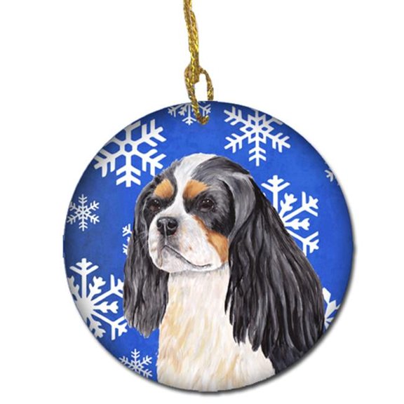 Cavalier Spaniel Winter Snowflakes Holiday Ceramic Ornament
