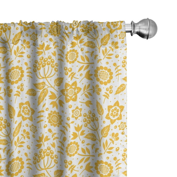 Ambesonne Yellow Flower Curtains, Rustic Nature, Pair of 28"x84", Yellow White