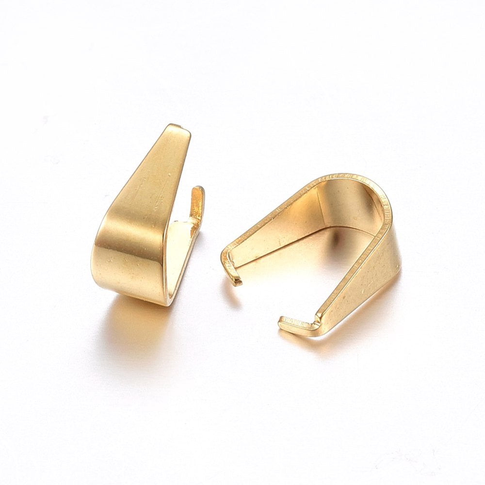 201 Stainless Steel Snap on Bails Golden 13x12x7mm Inner: 12x11mm 201 Stainless Steel