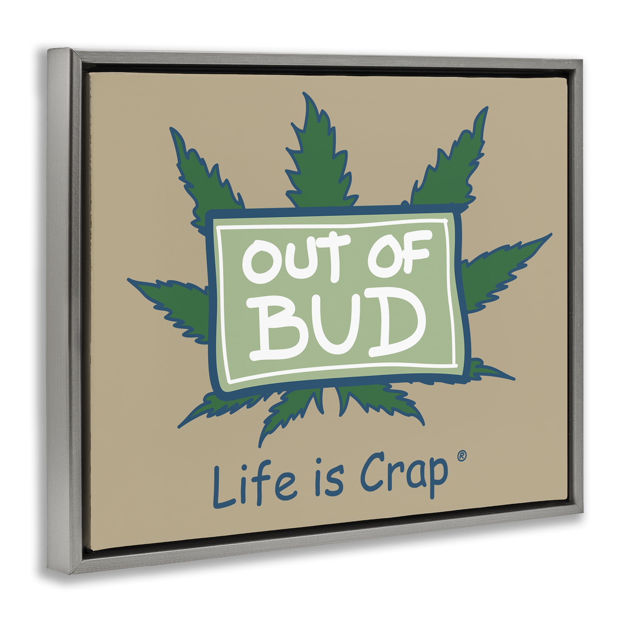 Stupell Industries Funny Out Of Bud Novelty & Humor Painting Gray Floater Framed Canvas Art Print Wall Art, 21 x 17