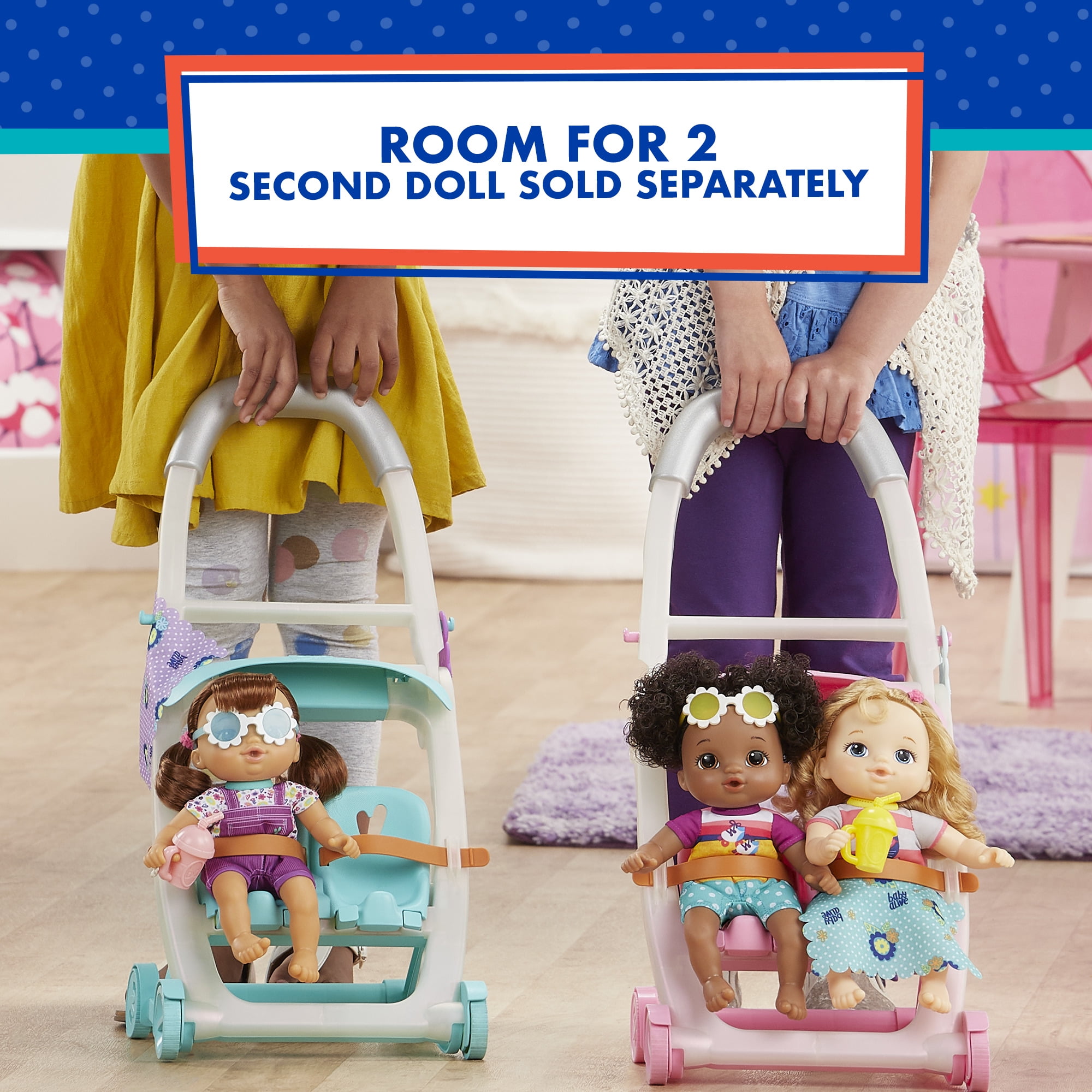 baby alive push and kick stroller