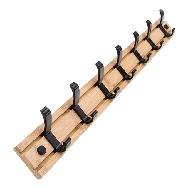 Wall Mounted Coat Rack Coat Rack Coat Hanger for Bathroom Entryway Bedroom Robes Wood 7 Hooks