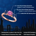 thumbnail image 2 of Gem Stone King 18K Rose Gold Plated Silver Pink Created Sapphire and Blue Created Sapphire Engagement Ring for Women | 2.20 Cttw | Round 6MM | Gemstone September Birthstone | Size 7, 2 of 6