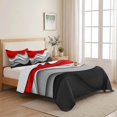 thumbnail image 5 of King Quilt Set 96''x106'', Red Black Ombre Lightweight Bedspread Coverlet Set with 2 Pillow Shams, Modern Abstract Moire Art Geometric Breathable All Season Quilt Bedding for Bedroom/Guest Room, 5 of 9