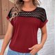thumbnail image 4 of mfyjkho Tops Para Mujer, Camisa Informal De Manga Corta Con Cuello Redondo Y Ribete De Encaje Para Mujer Tops Para Mujer L, 4 of 8
