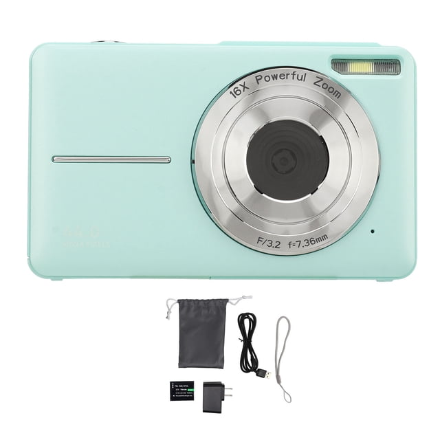 Cámara digital de 44 MP, 1080P, HD, zoom de 16X, enfoque automático, pantalla IPS de 2,5 pulgadas, cámara digital de bolsillo antivibración para viajes, grabación de