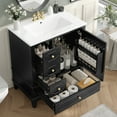 thumbnail image 2 of 30" Bathroom Vanity with Sink, Freestanding Vanity Cabinet with Door & 3 Drawers, Solid Wood Bathroom Cabinet, Space-Saving Design, for Bathroom, Black, 2 of 9