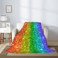 thumbnail image 2 of Sikiie Glitter Rainbow Cozy Flannel Fleece Throw Blanket: Lightweight & Thick for All Seasons - Perfect for Women, Men, & Kids"40"x30", 2 of 6