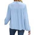 thumbnail image 6 of Xuanfei Women V Neck Swiss Dots Button Lantern Long Sleeve Blouse, 6 of 7