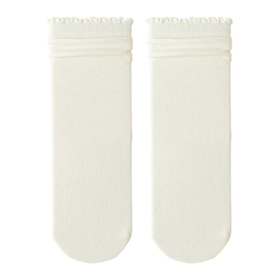 comerut 1 Pair Women Winter Socks Shirring Edge Mid-tube High Elasticity Wrapping Anti-slip Sport Piled Socks Comfort Warmth Sleeping Stockings