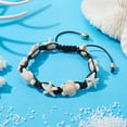 thumbnail image 2 of 1pc Synthetic Turquoise Starfish & Turtle Bead Bracelet with Polyester Cord Floral White Inner Diameter: 2-1/4~3-1/8 inch(5.8~8.05cm), 2 of 4