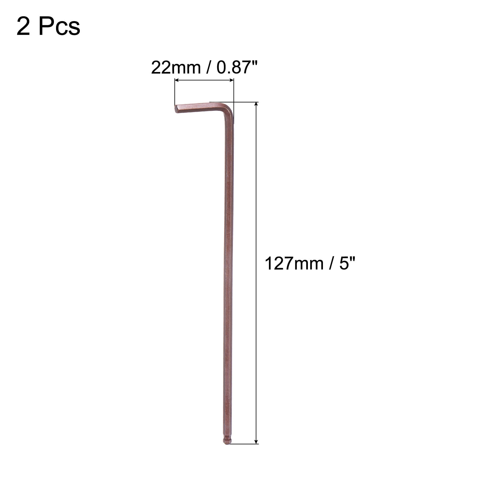 Unique Bargains Ball End Hex Key Wrench L Shaped S2 Steel Repairing Tools Metric 3mm 2Pcs