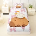 thumbnail image 3 of Erosebridal Brown Capybara Twin Sheet Sets,Kawaii Puppy Duck Bedding For Girls Kids 3pcs, 3 of 6