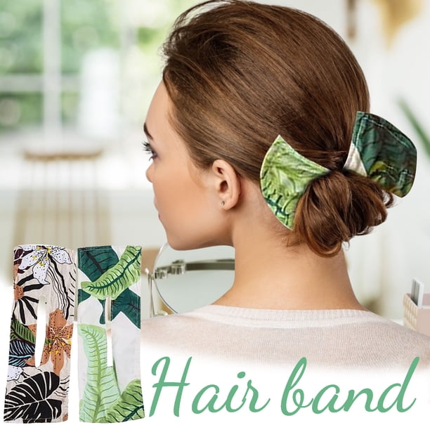 Diademas para mujer, diadema cuadrada ligera de pelo francés con estampado coreano, diadema con flores de donut, 2 unidades, banda de goma