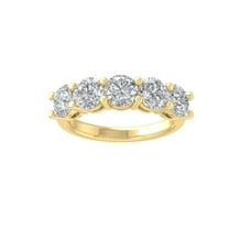 ARAIYA FINE JEWELRY 10K Yellow Gold Lab Grown Diamond Five-Stone Wedding Band Ring (3/4 cttw, D-E Color, VS Clarity) Size 7.5