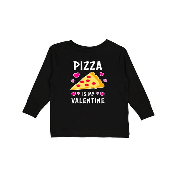 Inktastic Pizza is My Valentine with Hearts Boys or Girls Long Sleeve Toddler T-Shirt