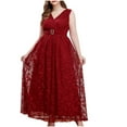 thumbnail image 6 of ZQUUVOU Women's Plus-Size Dress Sleeveless Lace V-Neck Sleeveless Dress Red, 6 of 9