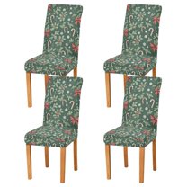Yayeee 4 Pack Dining Chair Covers Stretch Parson Chairs Slipcovers Seat Protector, Christmas Candy Cane