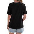 thumbnail image 4 of Short Sleeve Summer V Neck Women Solid Casual Tee Shirt with Pocket, 4 of 6