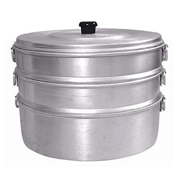 High Grade Aluminium Momos Steamer 3 Tier - Capacity 3 Liters, Silver | Aluminium Momos Maker
