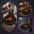 thumbnail image 4 of Spooky Gothic Halloween Round Area Rug with Stone Cave Pumpkin and Ghost Print, 31.49In Low Pile Crystal Velvet Non Slip Floor Mat, Versatile Indoor Decor for Bedroom Entryway Halloween Party, 4 of 5