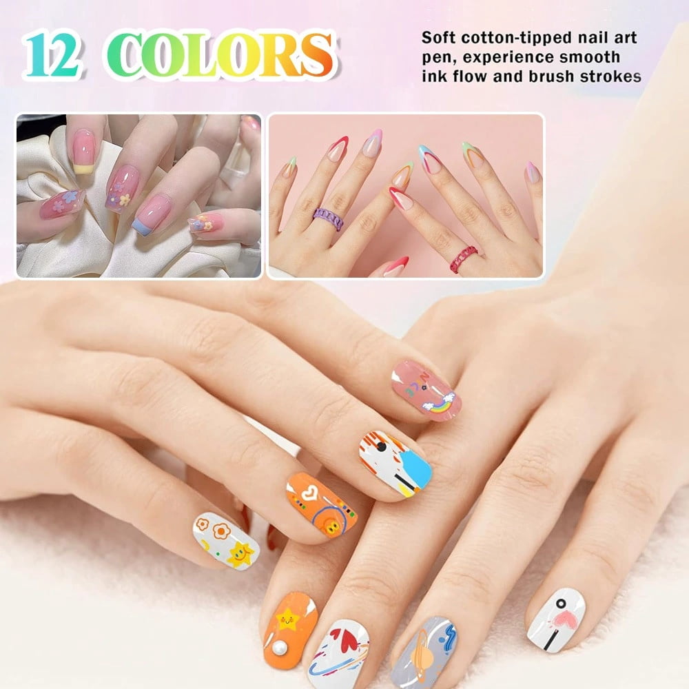 24 Color 0.5mm and 0.7mm Pens 3D Nail Polish Pens Acrylic Paint Pens Nail Markers for Nail Art Drawing Painting, , DIY Nail Art Beauty Adorn Manicure Tools