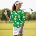 thumbnail image 4 of Uorisanigo Golf Daisy Women's Golf Shirt Relaxed Comfortable Quick Dry Athletic Polo Shirts 3/4 Roll Sleeve Breathable Polyester Spandex Fabric Womens Zipper Neck Workout Tops, 4 of 7