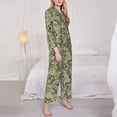 thumbnail image 3 of Haiem Tropical Plants Green Pattern Women’s Long-sleeve Sleepwear,Sleepwear Set,2-piece Loungewear Set,Soft PJs Comfy Nightwear with Pockets-XX-Large, 3 of 7