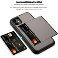 thumbnail image 2 of iPhone 11 Case with Card Holder Heavy Duty Protective Dual Layer Shockproof Hidden Card Slot Slim Wallet Case for iPhone 11 for Men&Women(Coffee), 2 of 13