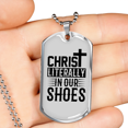 thumbnail image 2 of Christ dans Nos Chaussures Collier en Acier Inoxydable Ou or 18 Carats Chien Tag 24" Chaîne, 2 of 8