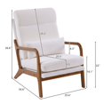 thumbnail image 7 of Modern Accent Chair, Comfy Lounge Chair with High Back Design, Comfy Living Room Chair with Wooden Armrest, Upholstered Living Room Bedroom Chair, Compact Leisure Side Chair with Pillow, Off-White, 7 of 7