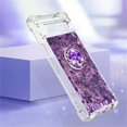 thumbnail image 4 of Glitter Clear Sparkly Bling Google Pixel 7A Case, Flowing Liquid Quicksand Cover with Diamond Ring Holder Case for Google Pixel 7A  Purple, 4 of 14