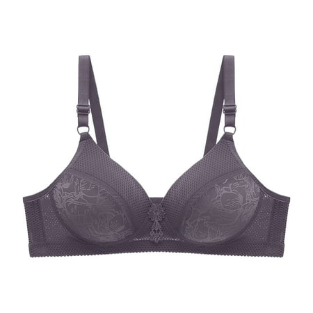 

TOWED22 Women s Bras Women Lace Bra Underwire Unlined Bra Floral Sheer Non Padded See Through Grey 85B